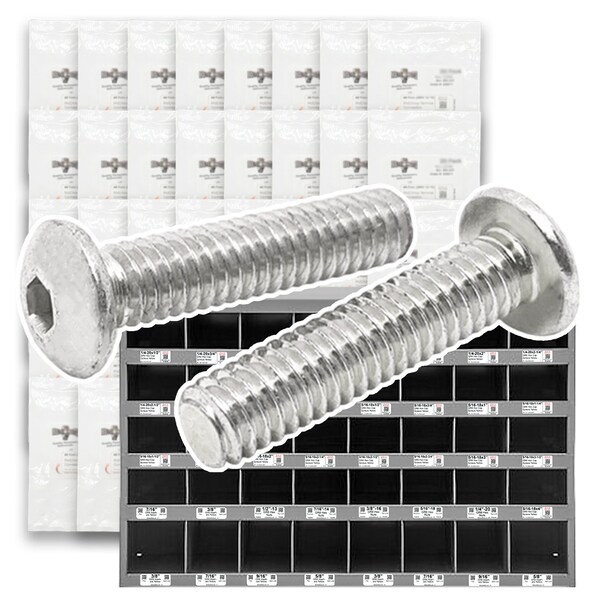 Boltsandnuts.Com 316 Stainless Steel Button Socket Head Cap Screws - 1586 PCS Assortment Kit #513 - main
